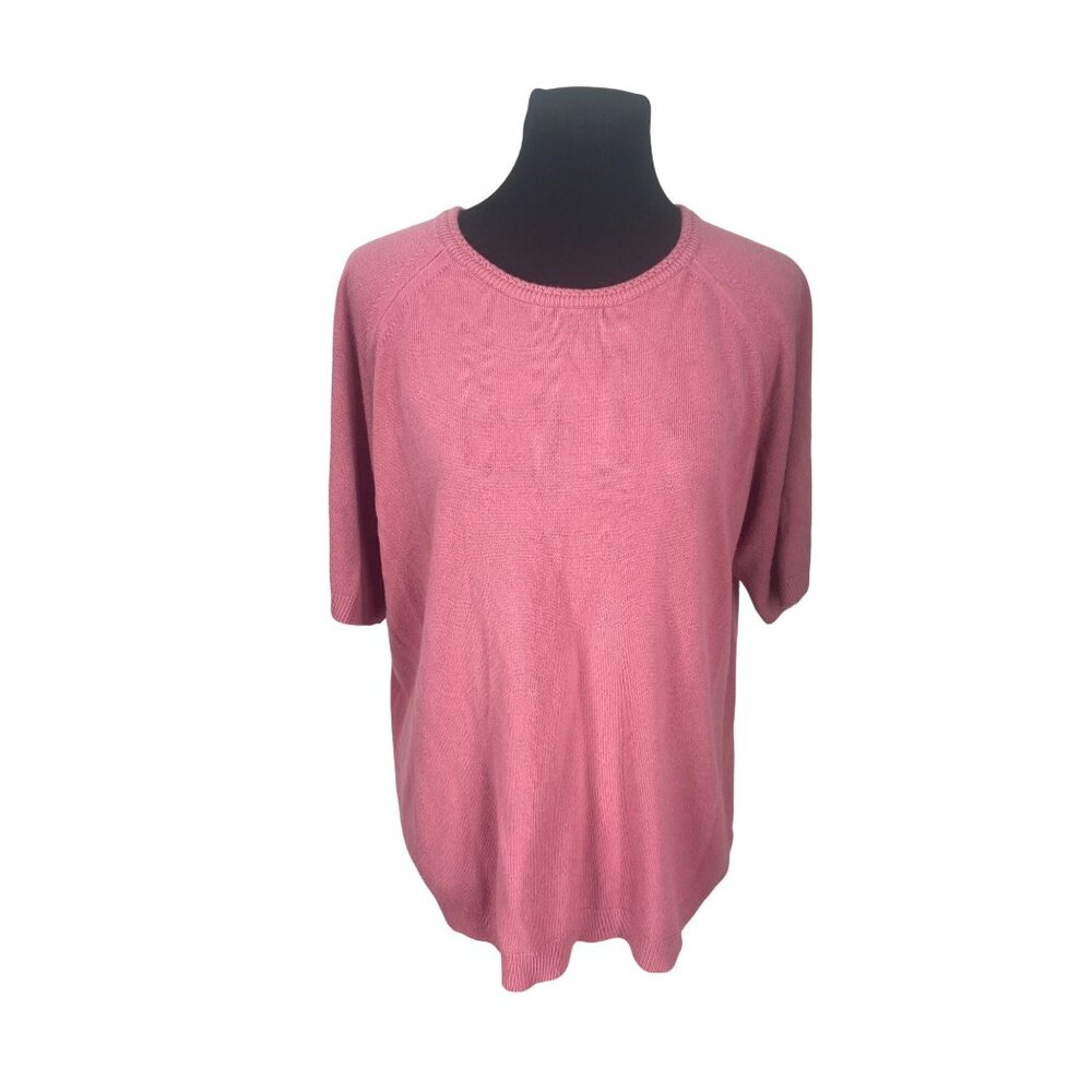 Designers Original Woman Luxelon Size 2X Rose Pink Short Sleeve‎ Sweater
